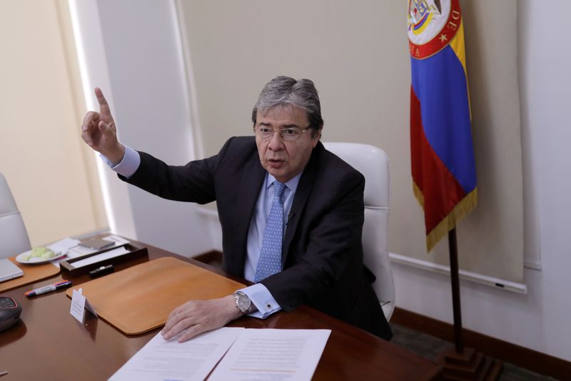 FILE PHOTO: Colombian Minister of Defense Carlos Holmes Trujillo speaks