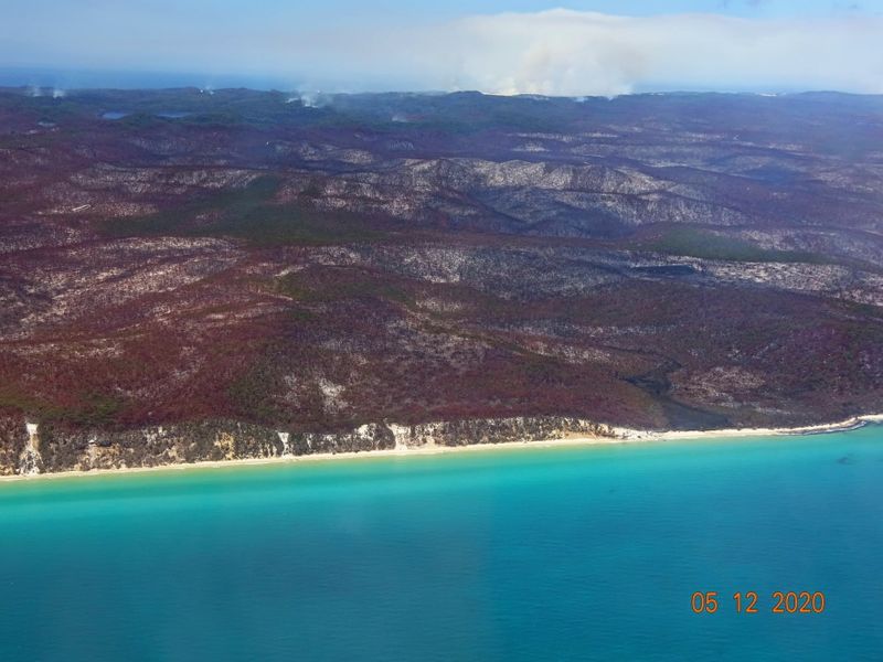Area affected by bushfire on Fraser Island