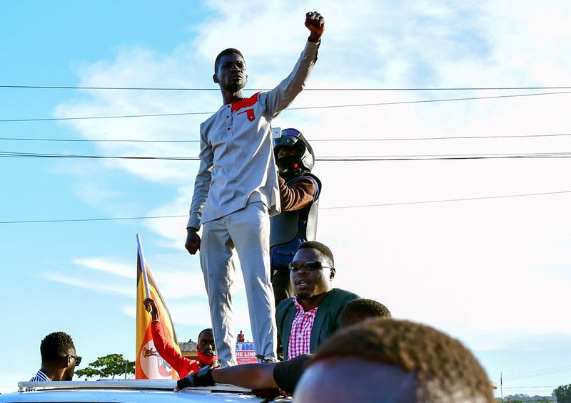 FILE PHOTO: Ugandan pop star and presidential candidate Bobi Wine