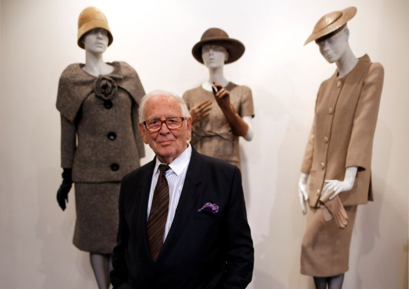 FILE PHOTO: French fashion designer Pierre Cardin poses in front