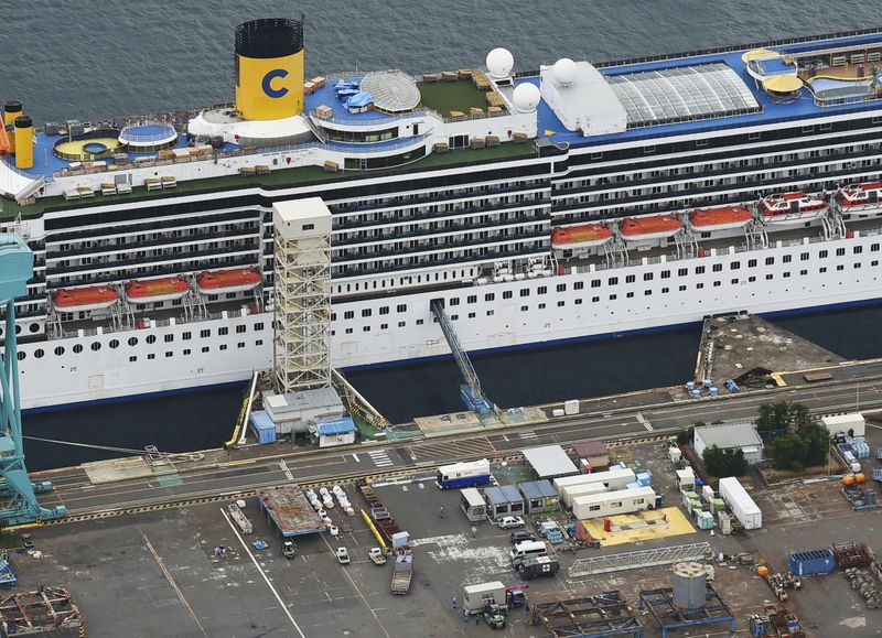 An aerial view shows Italian cruise ship Costa Atlantica in