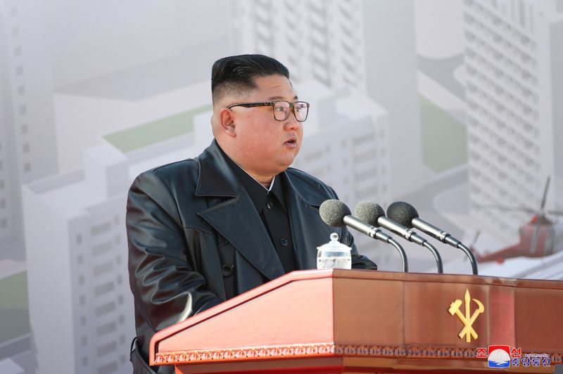North Korean leader Kim Jong Un attends a groundbreaking ceremony