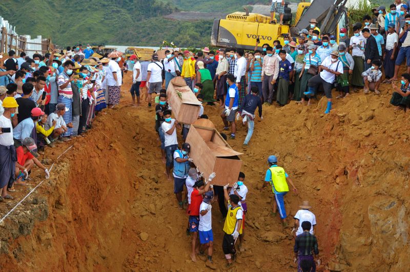 Jade mine collapses following a landslide in Hpakant