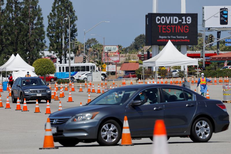 FILE PHOTO: FILE PHOTO: Drive-through coronavirus testing center in California