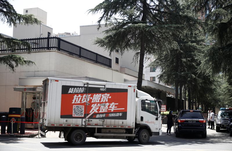 Tight security outside U.S. Chengdu consulate as staff inside prepare