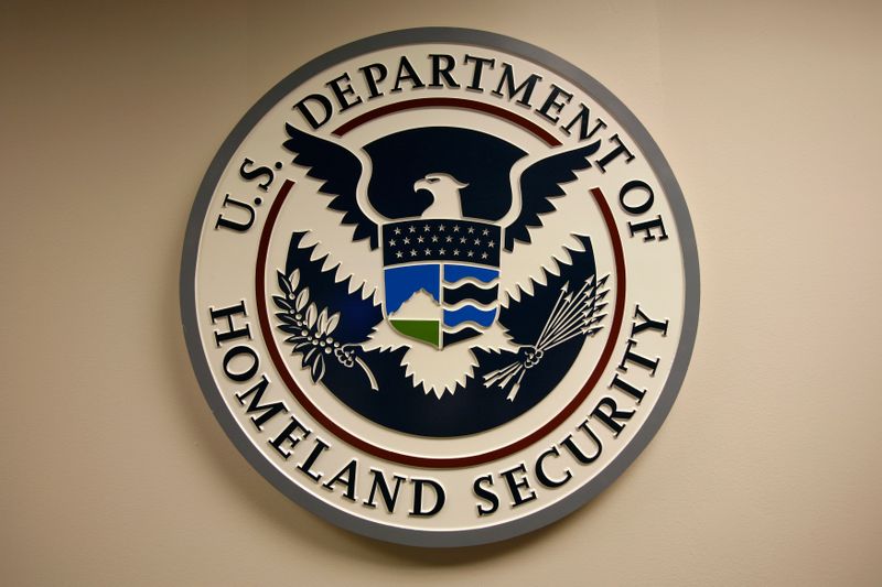 U.S. Department of Homeland Security emblem is pictured at the