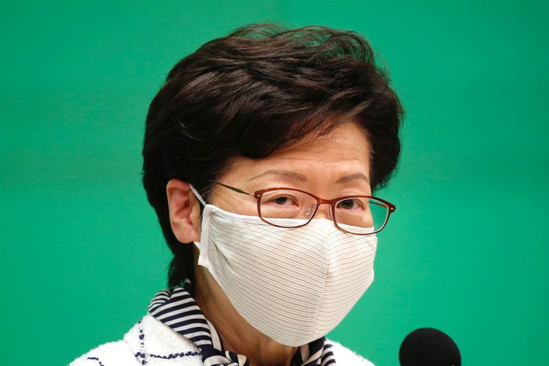 Hong Kong Chief Executive Carrie Lam, speaks during a news