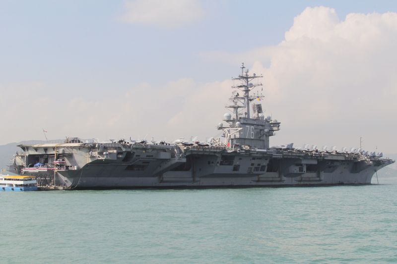 U.S. Navy aircraft carrier USS Ronald Reagan is seen during