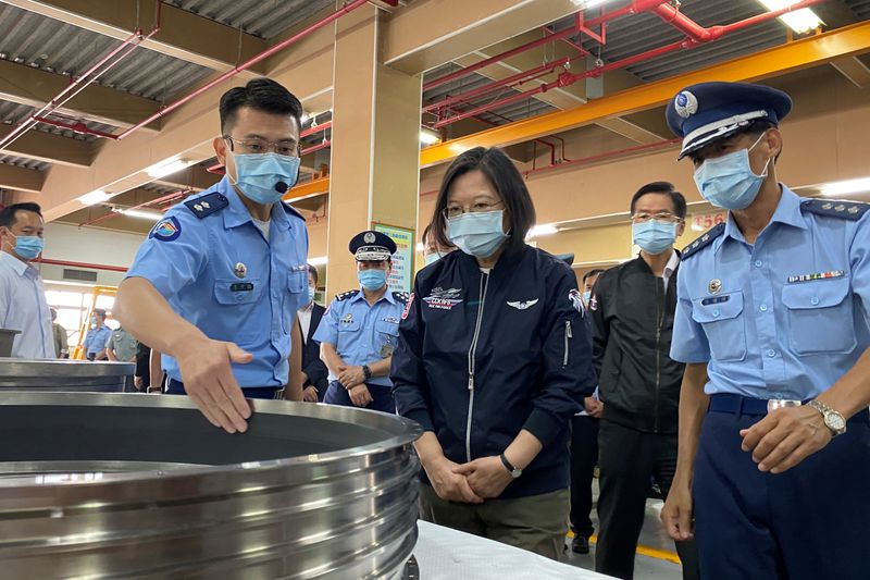 Taiwan’s President Tsai Ing-wen visits an Air Force maintenance centre