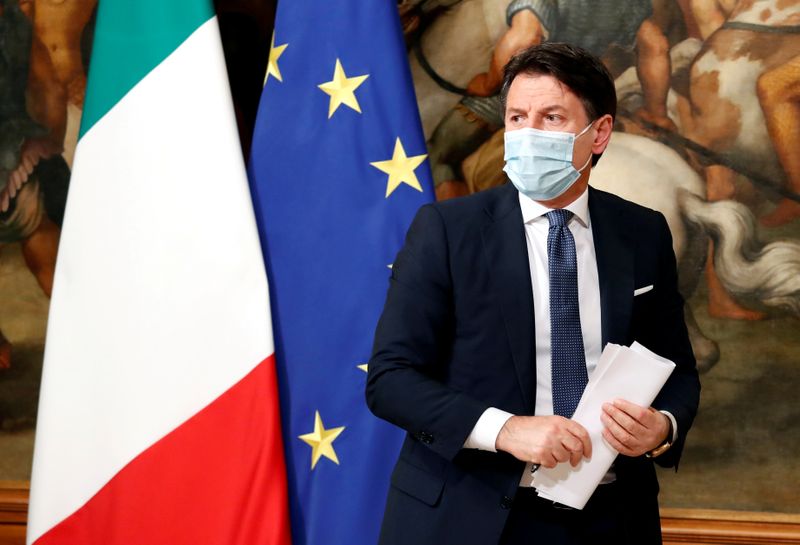 FILE PHOTO: Italian Prime Minister Giuseppe Conte at a press