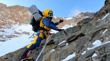 Polish climber Magdalena Gorzkowska attempts to climb the K2 mountain