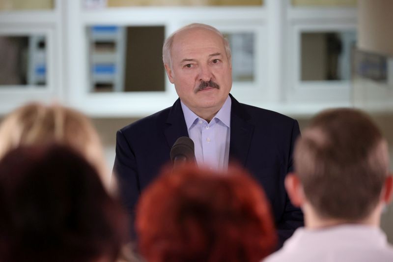 Belarusian President Lukashenko visits a hospital in Stolbtsy