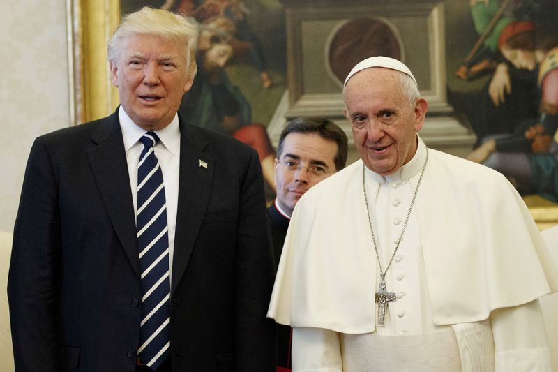 FILE PHOTO: U.S. President Donald Trump and Pope Francis meet