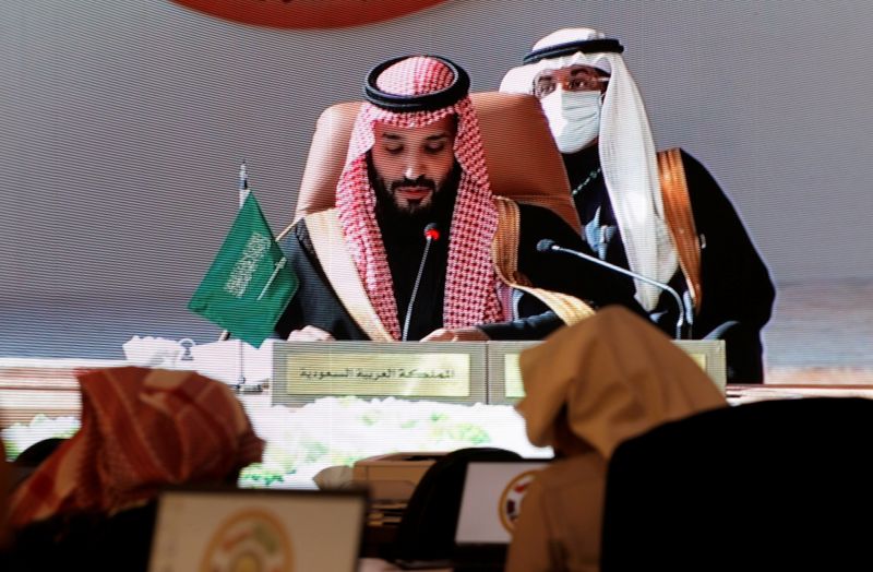 Saudi Arabia’s Crown Prince Mohammed bin Salman is pictured via