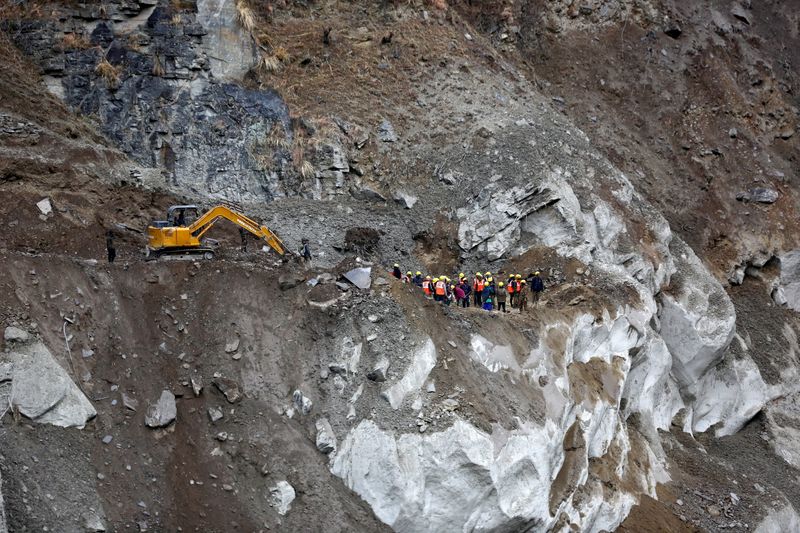 Rescue operation after a part of a glacier broke away,