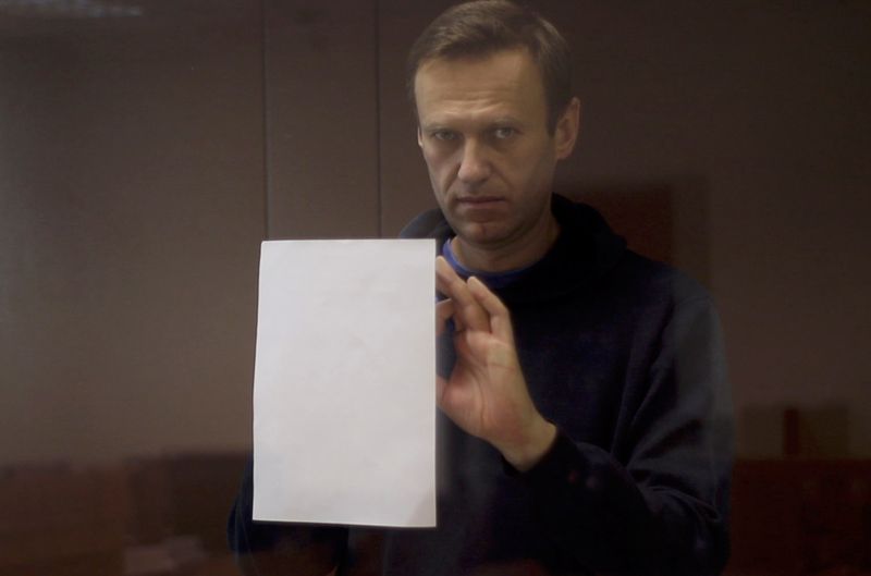 FILE PHOTO: Russian opposition leader Navalny attends a court hearing