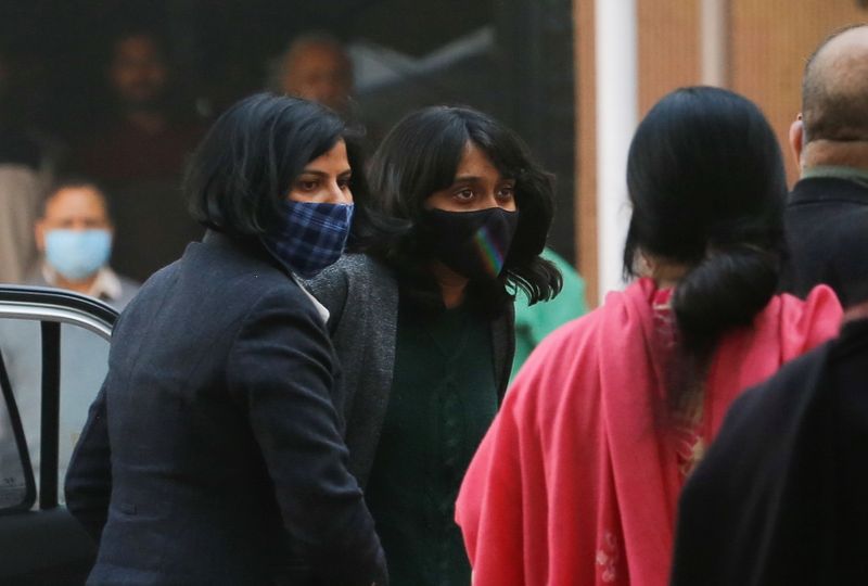 Disha Ravi, a 22-year-old climate activist, arrives to a court