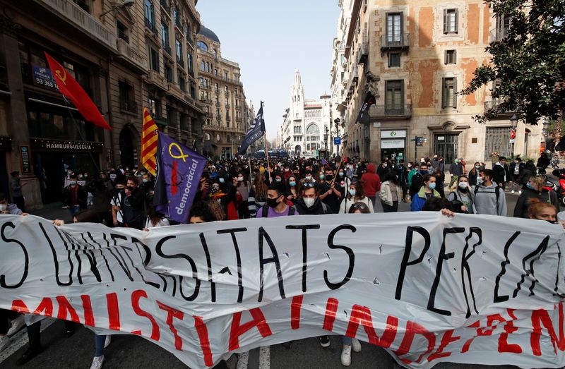 Protest against the arrest of Catalan rapper Pablo Hasel in