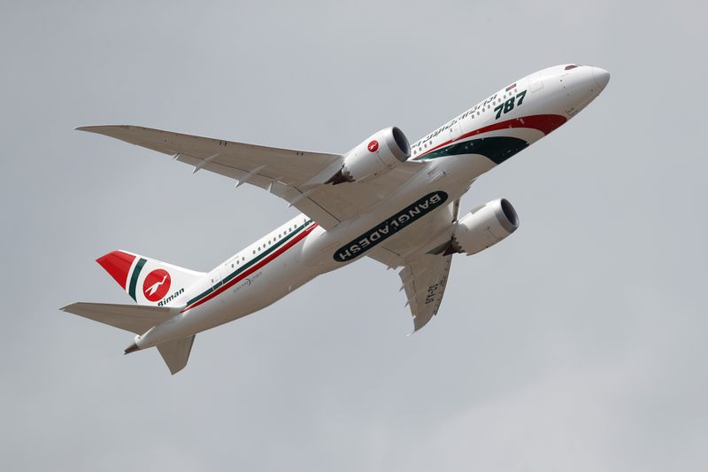 FILE PHOTO: A Biman Bangladesh Airlines Boeing 787 puts on