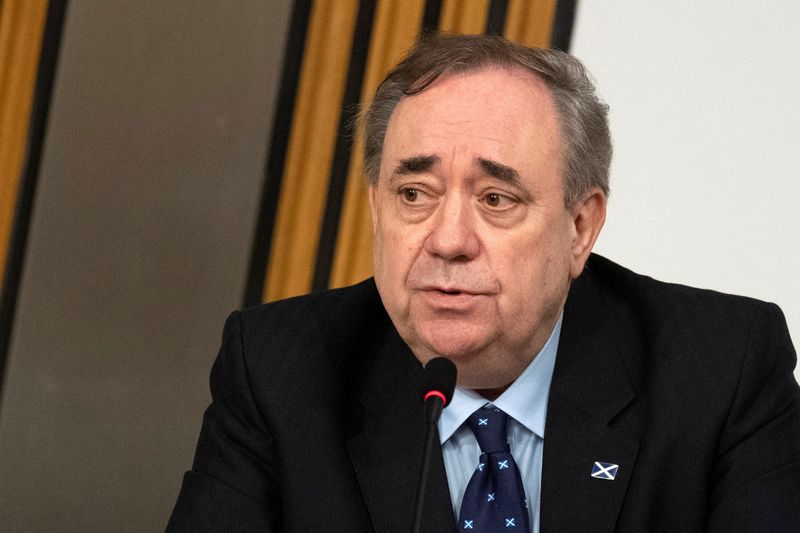 Scotland’s former First Minister Salmond gives evidence to a Scottish