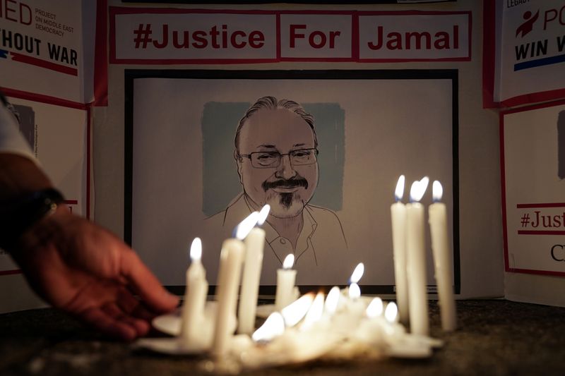 A Vigil is held at Saudi Embassy for Journalist Jamal