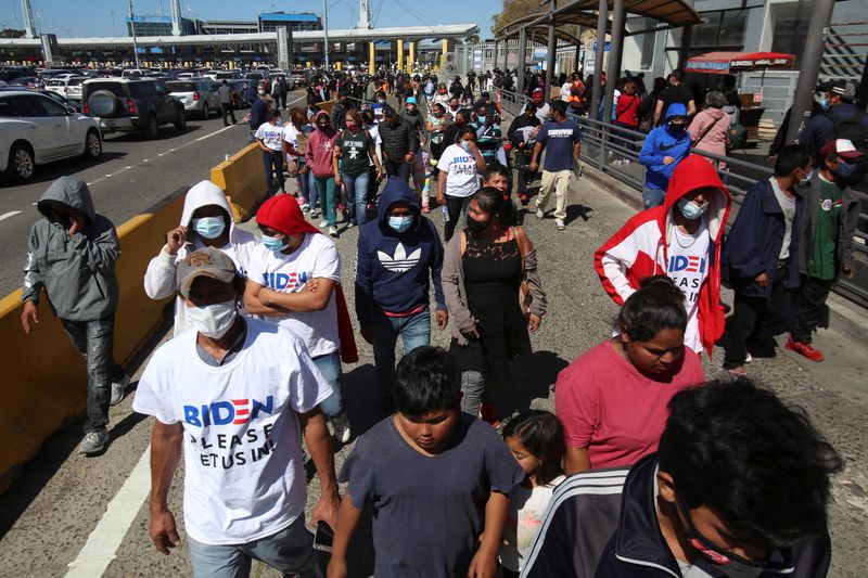 Migrants protest at the Mexico-U.S. San Ysidro point of entry