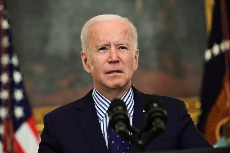 U.S. President Joe Biden makes remarks from the White House