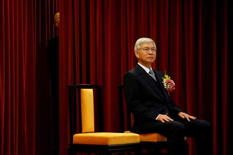 New Central Bank Governor Yang Chin-long attends the inauguration ceremony