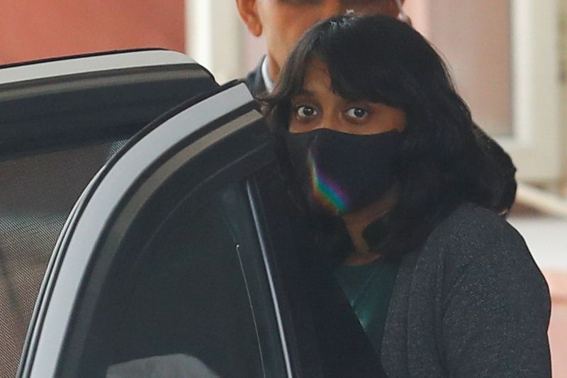 FILE PHOTO: Disha Ravi, a 22-year-old climate activist, leaves after