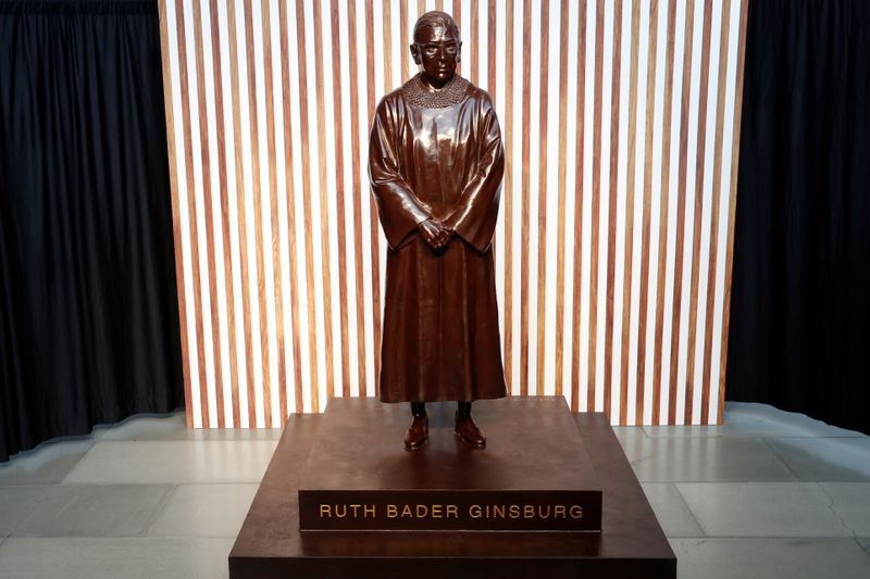 A bronze statue of the late U.S. Supreme Court Justice