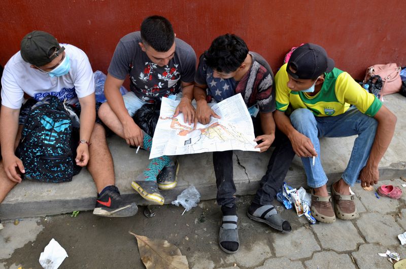 FILE PHOTO: A group of Honduran migrants who are trying