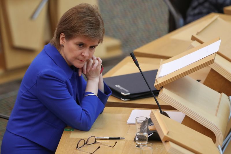 Sturgeon makes coronavirus statement in Scottish parliament, Edinburgh