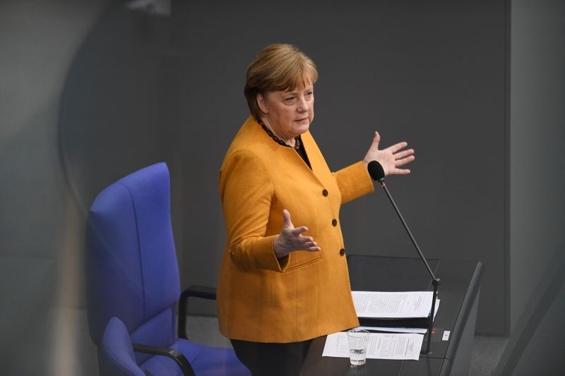 German Chancellor Merkel attends a plenum session of the lower