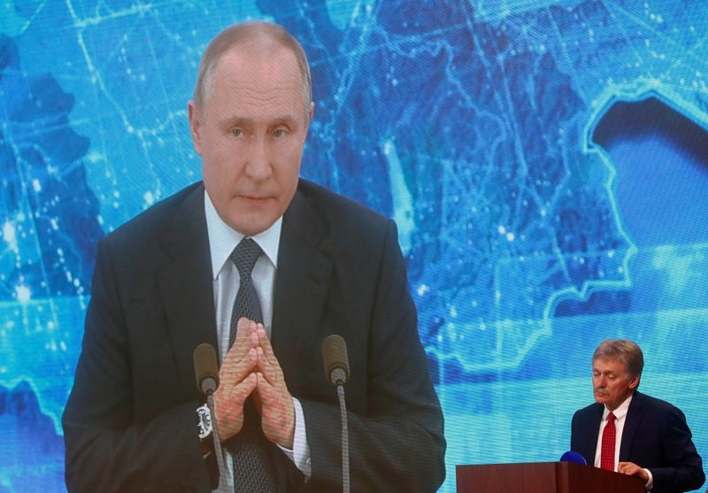 Kremlin spokesman Dmitry Peskov attends President Vladimir Putin’s annual end-of-year