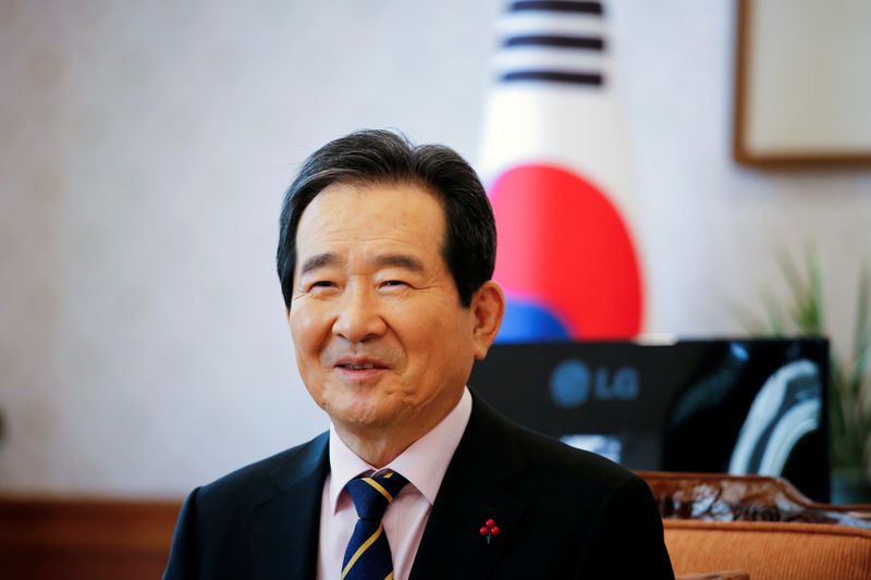 South Korea’s Prime Minister Chung Sye-kyun speaks during an interview