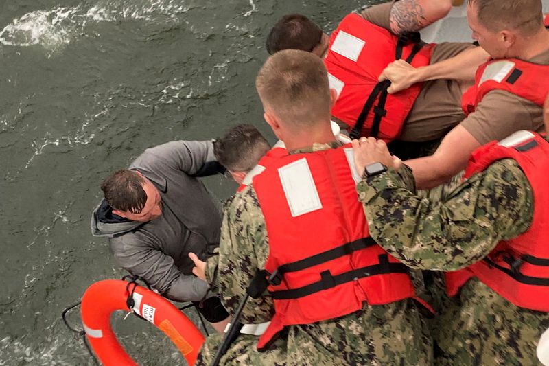 Coast Guard rescue a capsized 175-foot commerical lift boat south