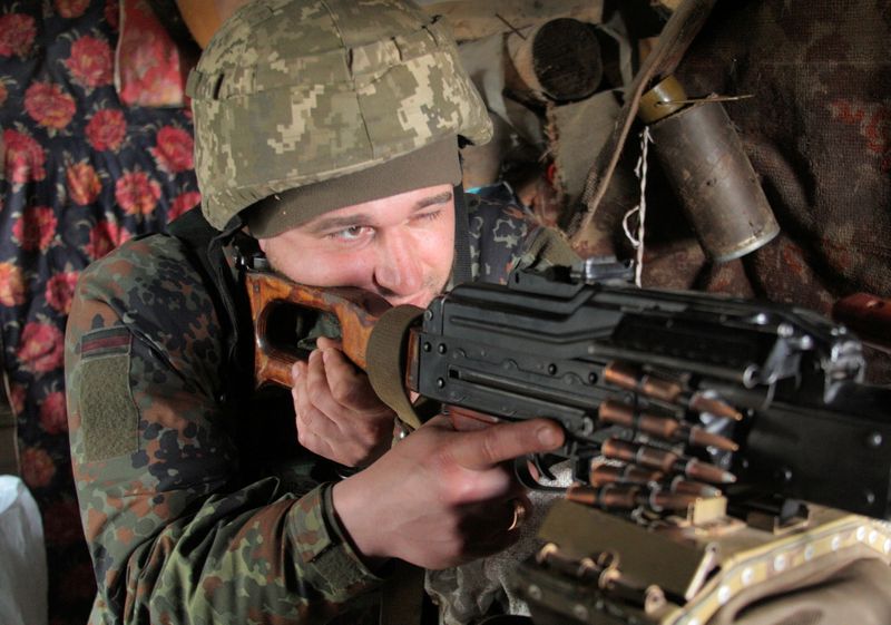 FILE PHOTO: A service member of the Ukrainian armed forces