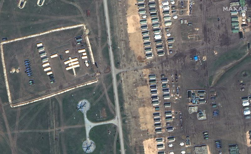 Maxar Technologies satellite image of Opuk Russian military training area,