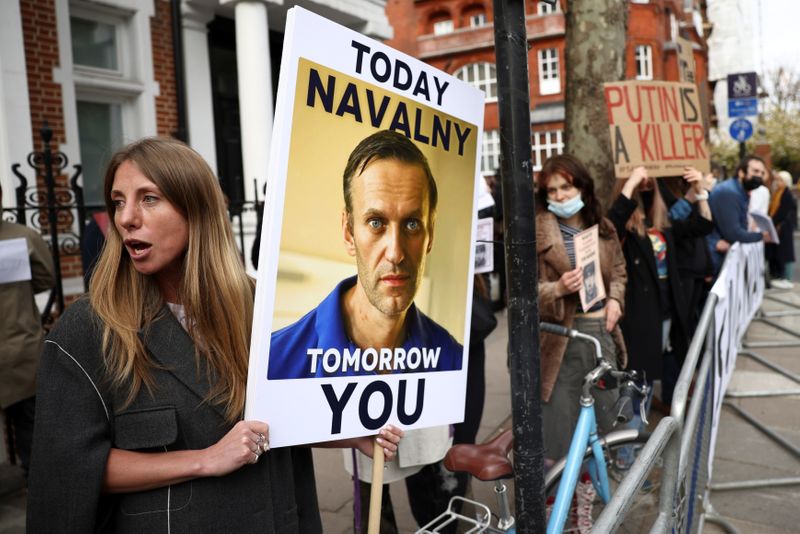 Navalny supporters hold a rally in London
