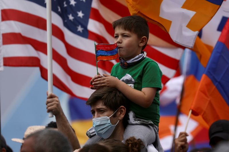 Members of the Armenian diaspora in the U.S. rally to