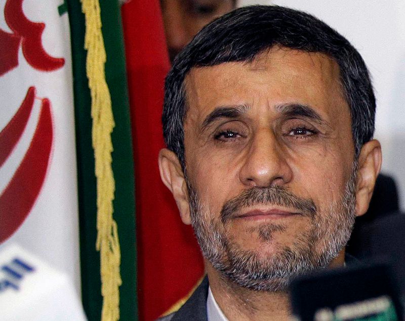 Iran’s President Mahmoud Ahmadinejad listens to a question during a