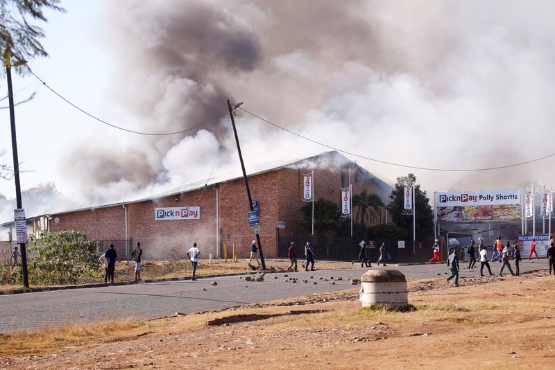 Violence spreads in the country after Zuma jailing, in Pietermaritzburg