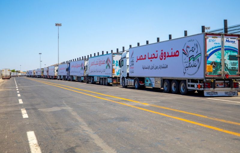 FILE PHOTO: An aid convoy’s trucks loaded with supplies send