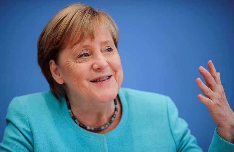 German Chancellor Merkel holds her annual summer news conference in