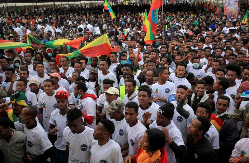 Recruits to join Ethiopia’s Defense Force gather during the farewell