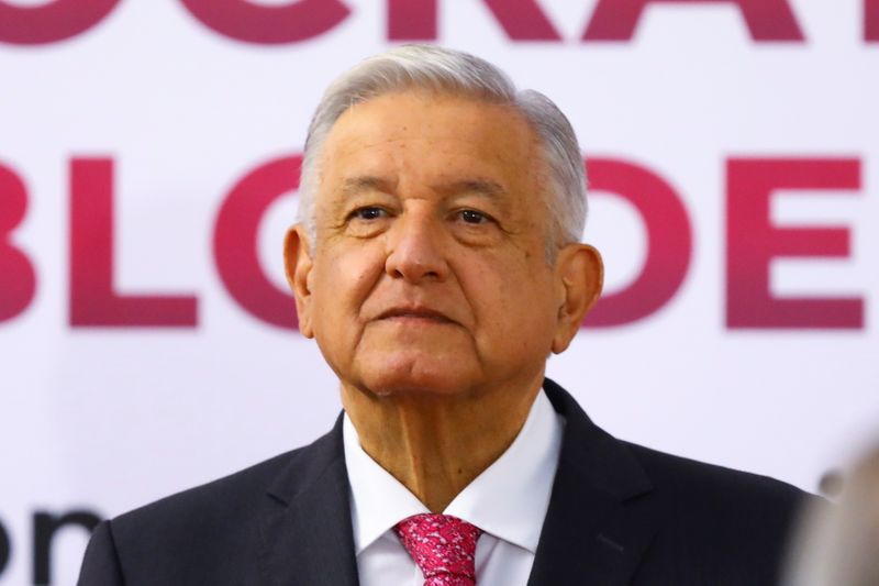 Mexico’s President Andres Manuel Lopez Obrador delivers a speech on