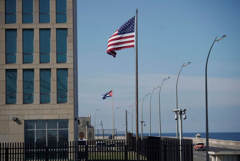 A view of Cuban and American flags beside the U.S.