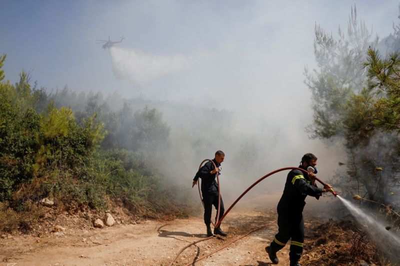 FILE PHOTO: Wildfire erupts near Athens
