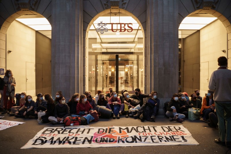 Climate activists of “Rise up for Change” block an entrance