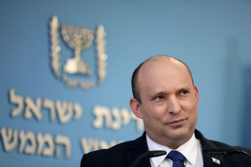 Israeli prime minister Naftali Bennett holds a press conference in